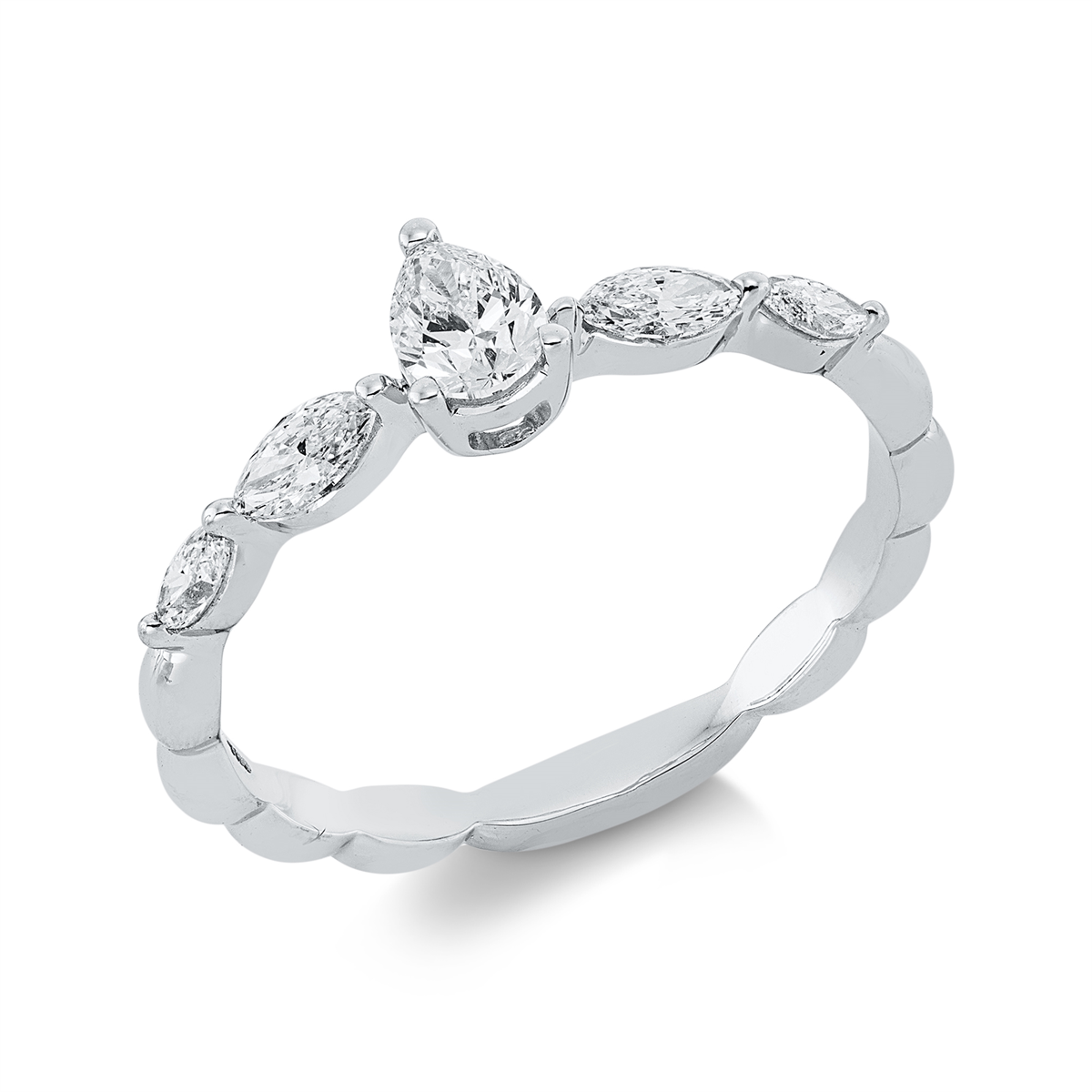 marquise solitaire ring in white gold