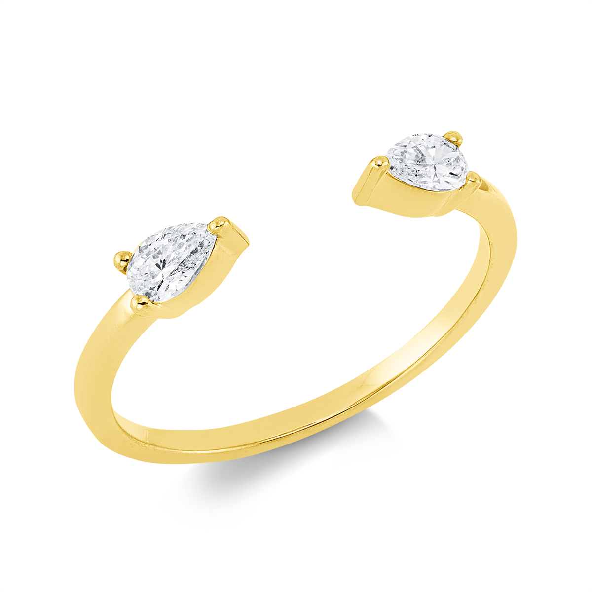 pear shape modern woman ring in yellow gold