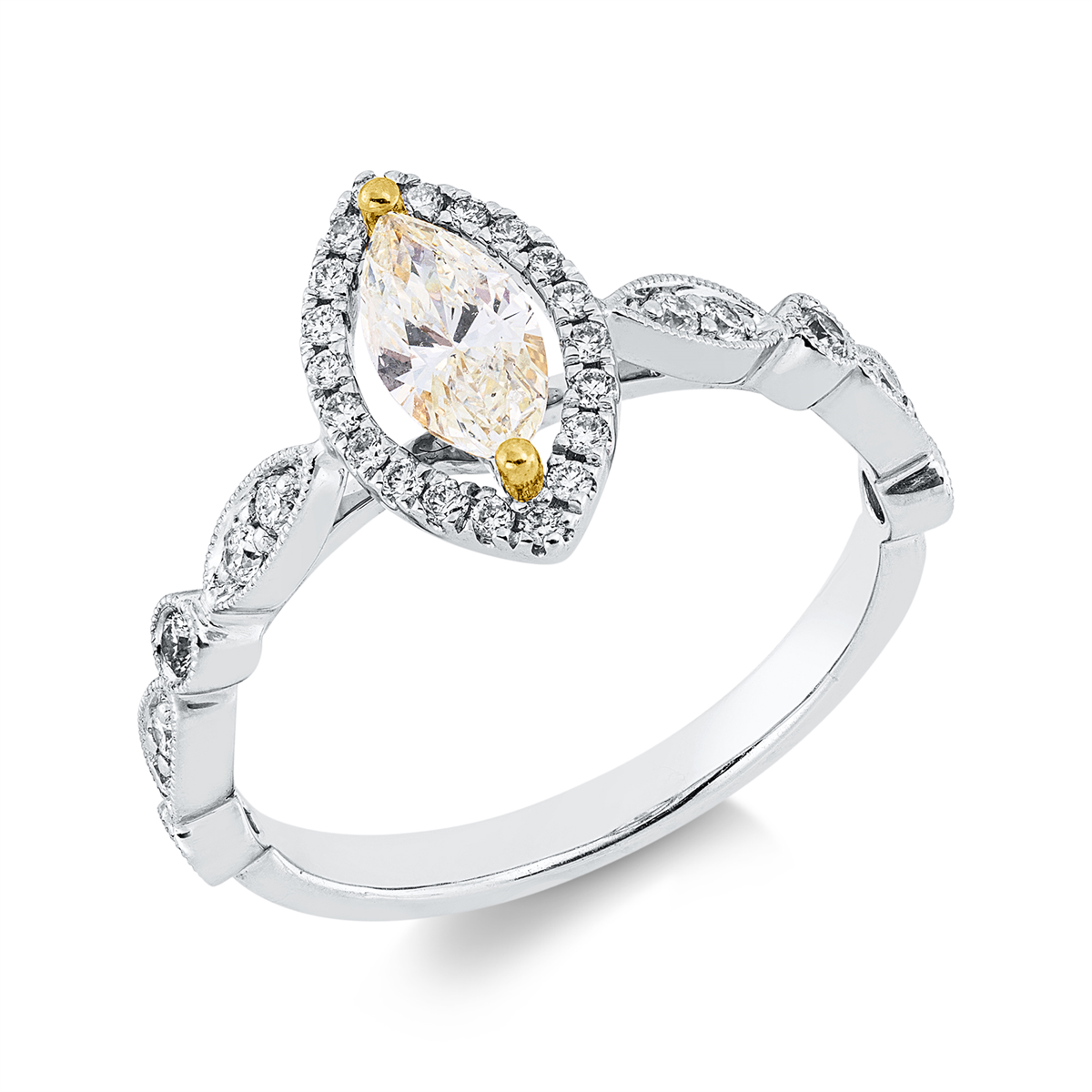 ring met gekleurde diamant - 1HO13