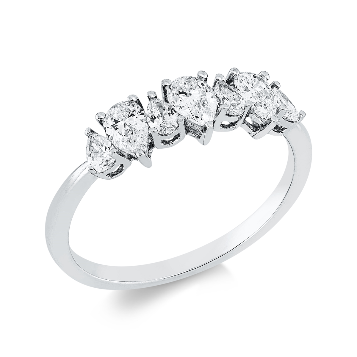 pear shape modern woman ring in white gold