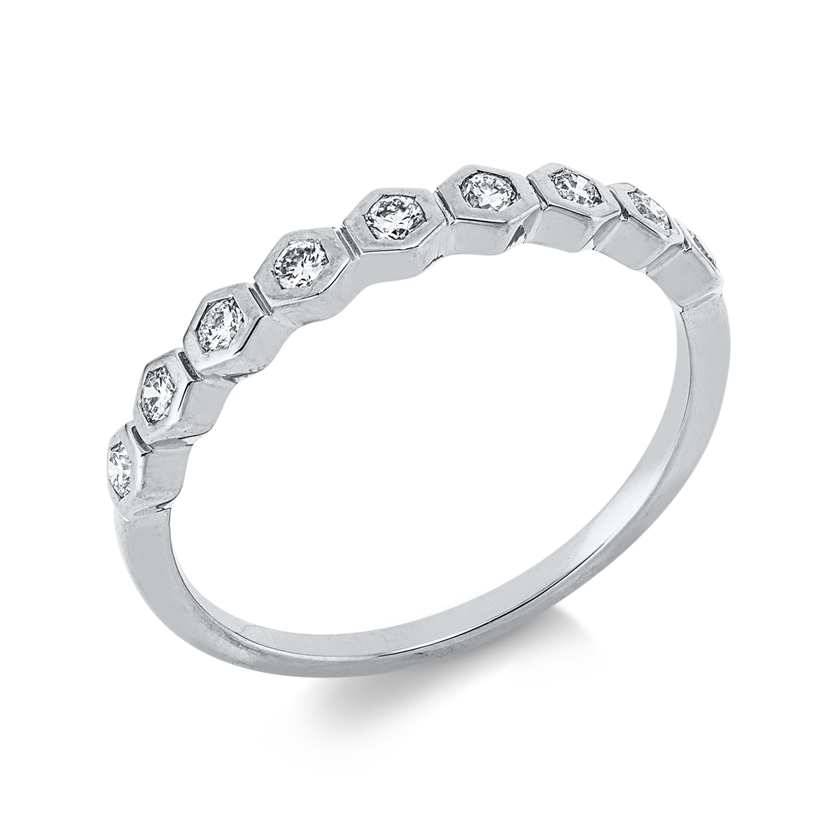diamond full cut modern woman ring in white gold