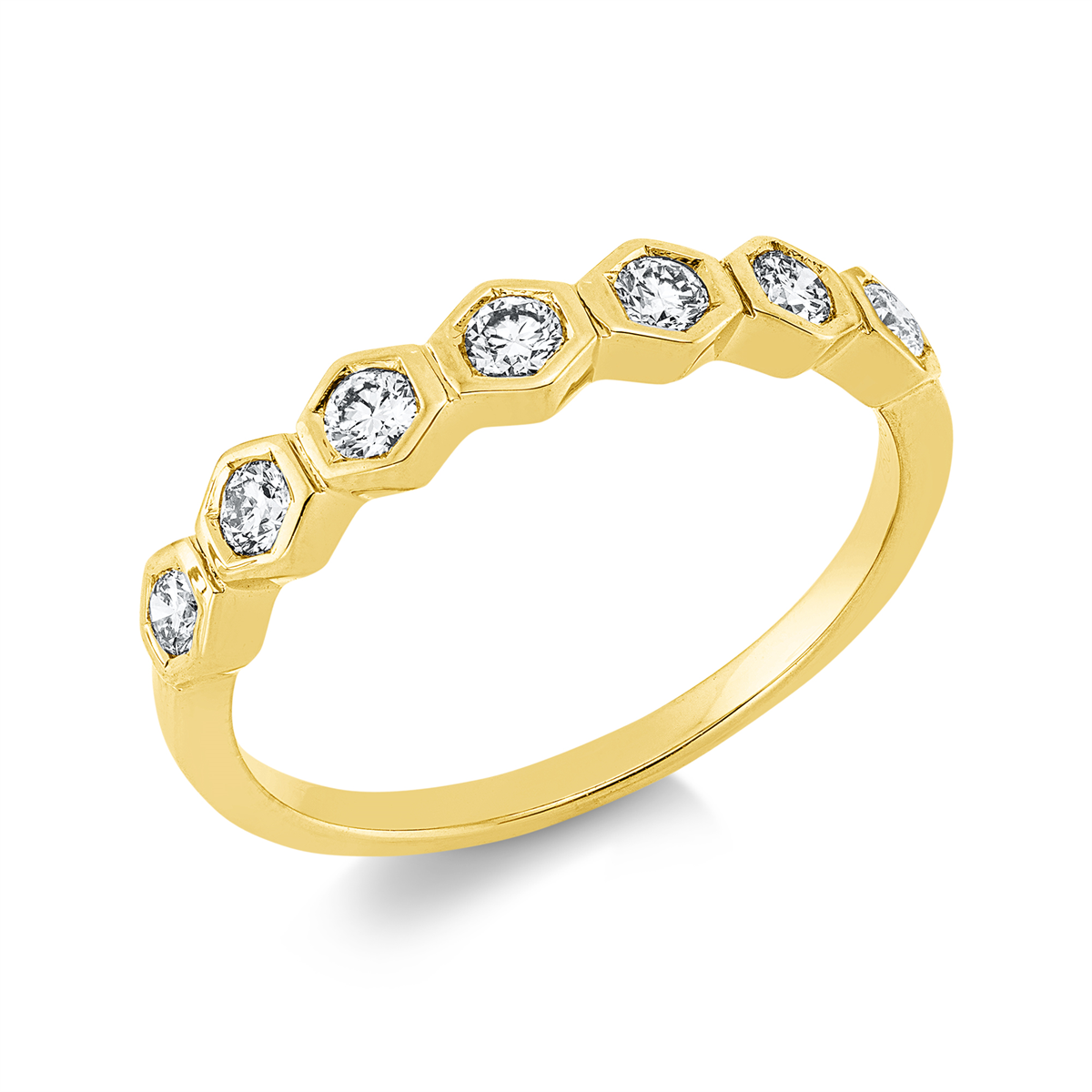 diamond full cut modern woman ring in yellow gold
