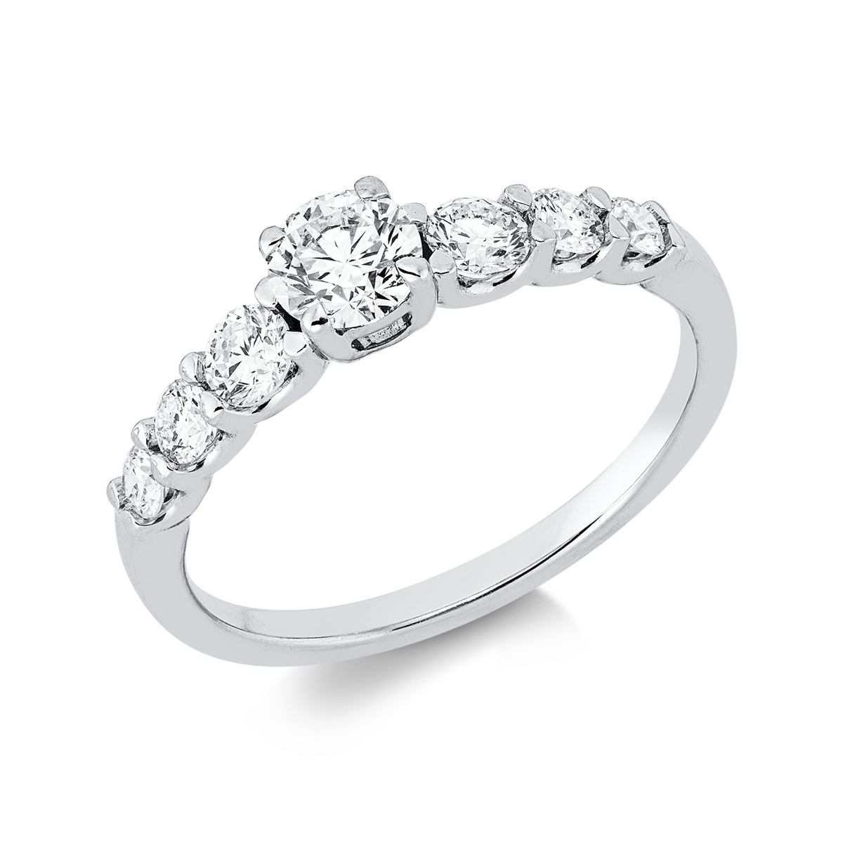 diamond full cut multi-stone ring in white gold