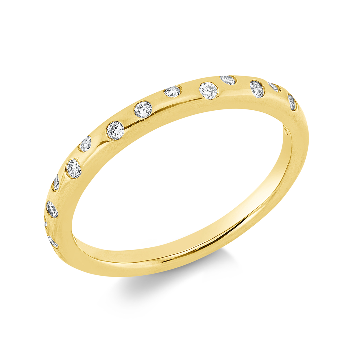 diamond full cut modern woman ring in yellow gold