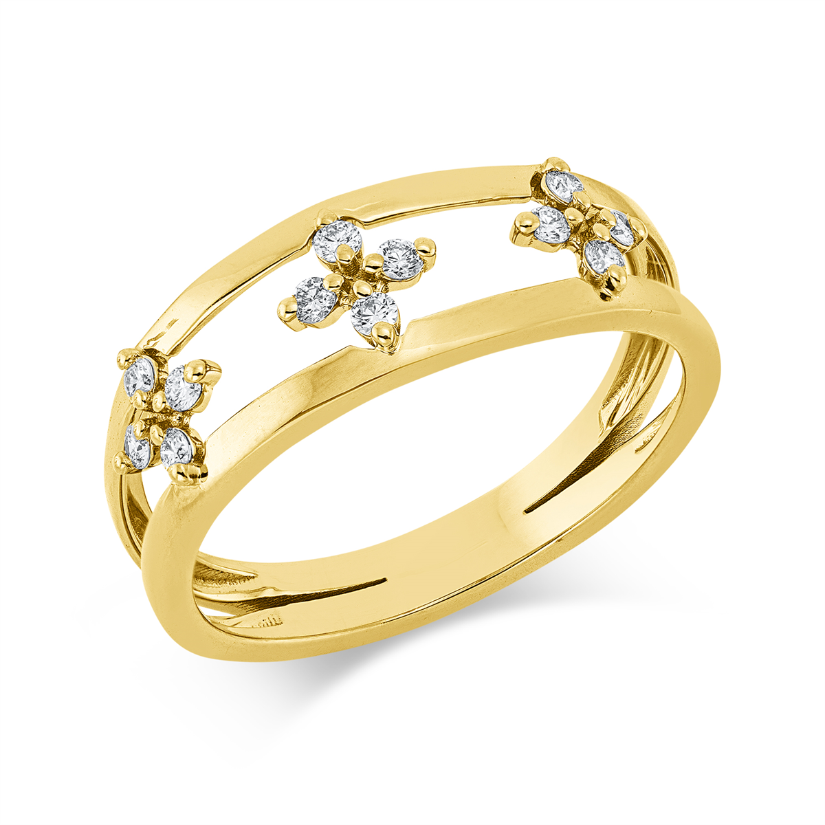 diamond full cut modern woman ring in yellow gold