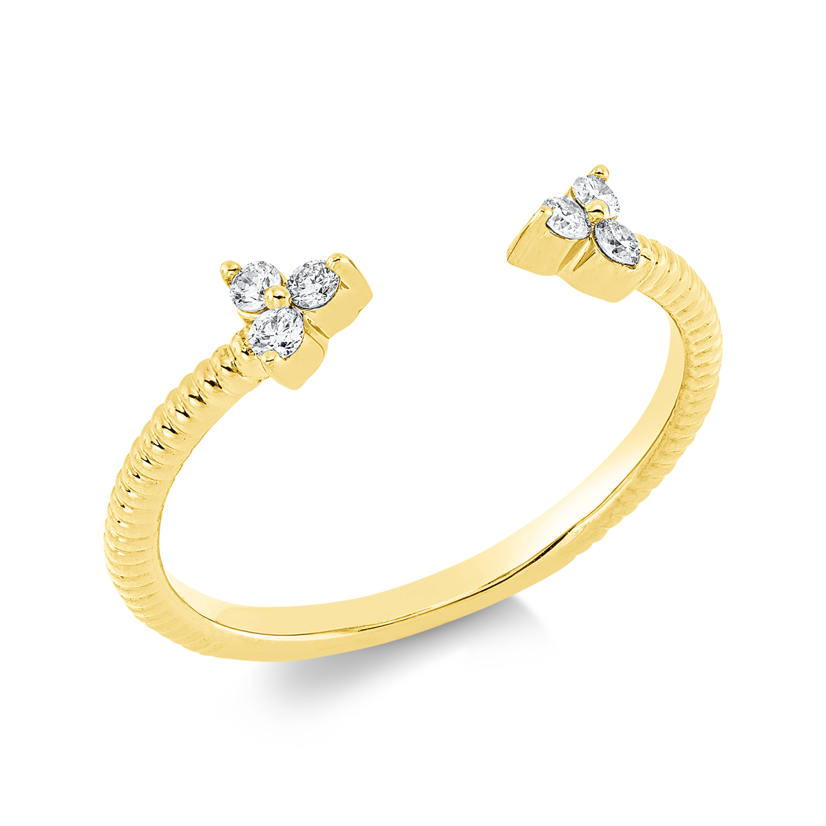 diamond full cut modern woman ring in yellow gold