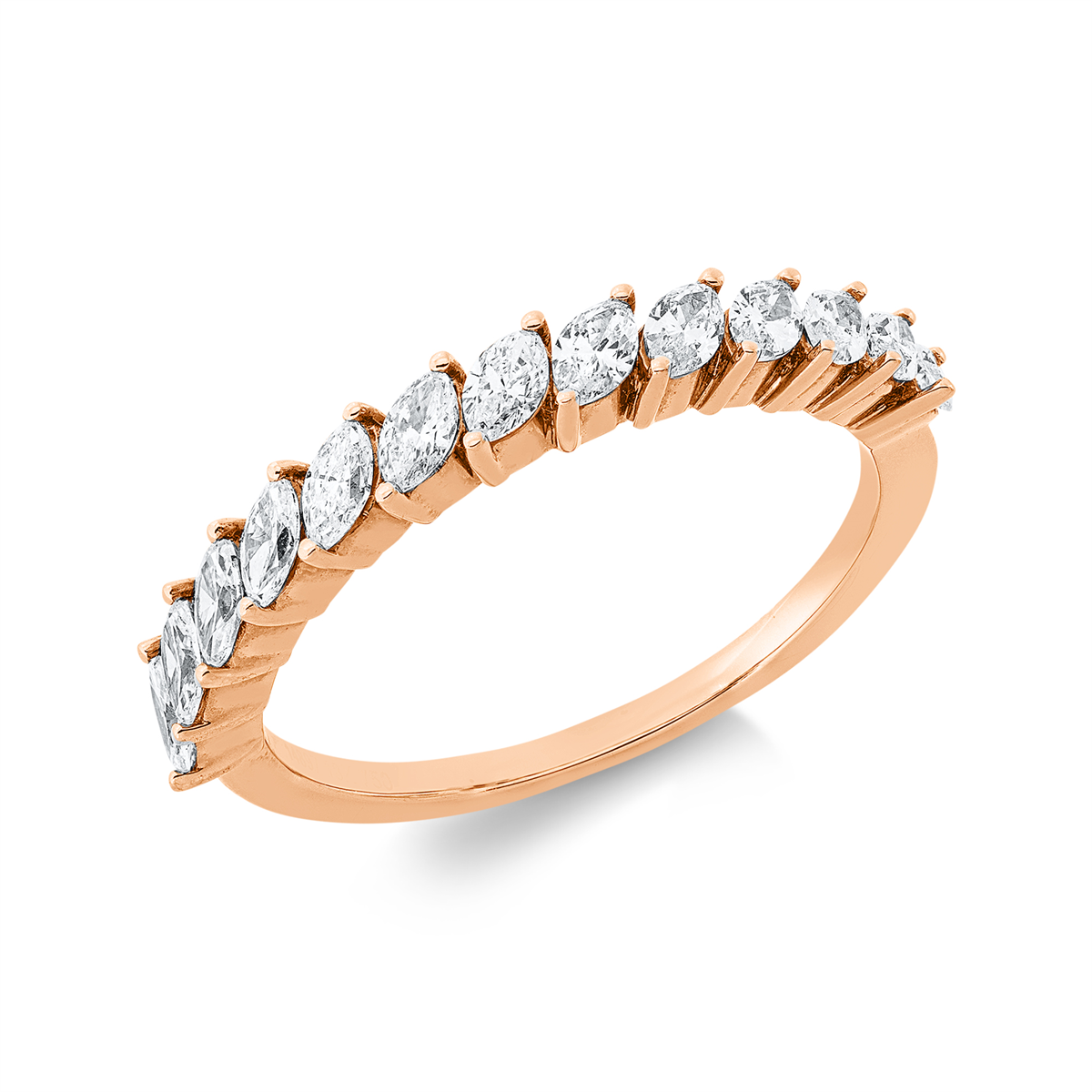 marquise eternity half ring in red gold
