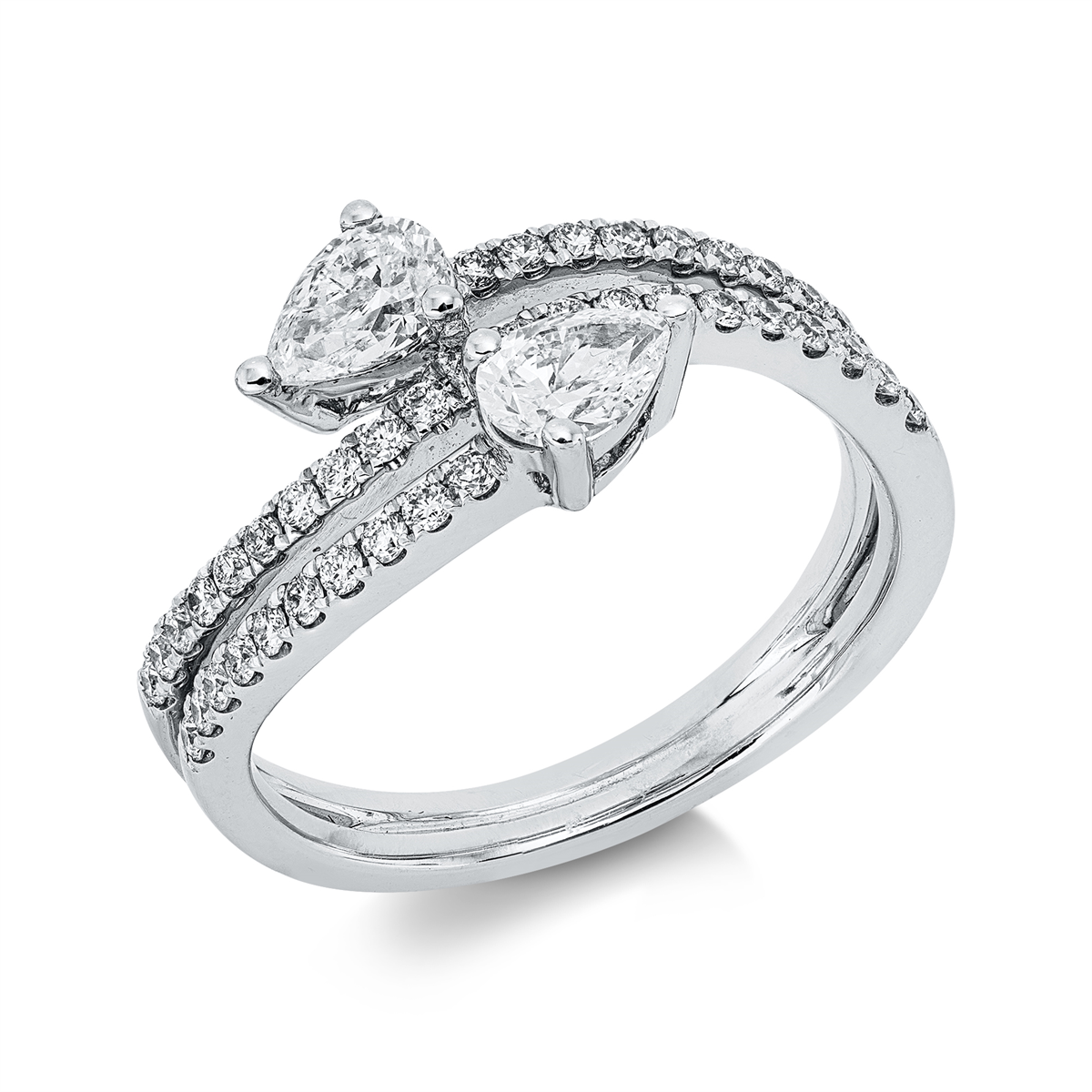 diamond full cut modern woman ring in white gold