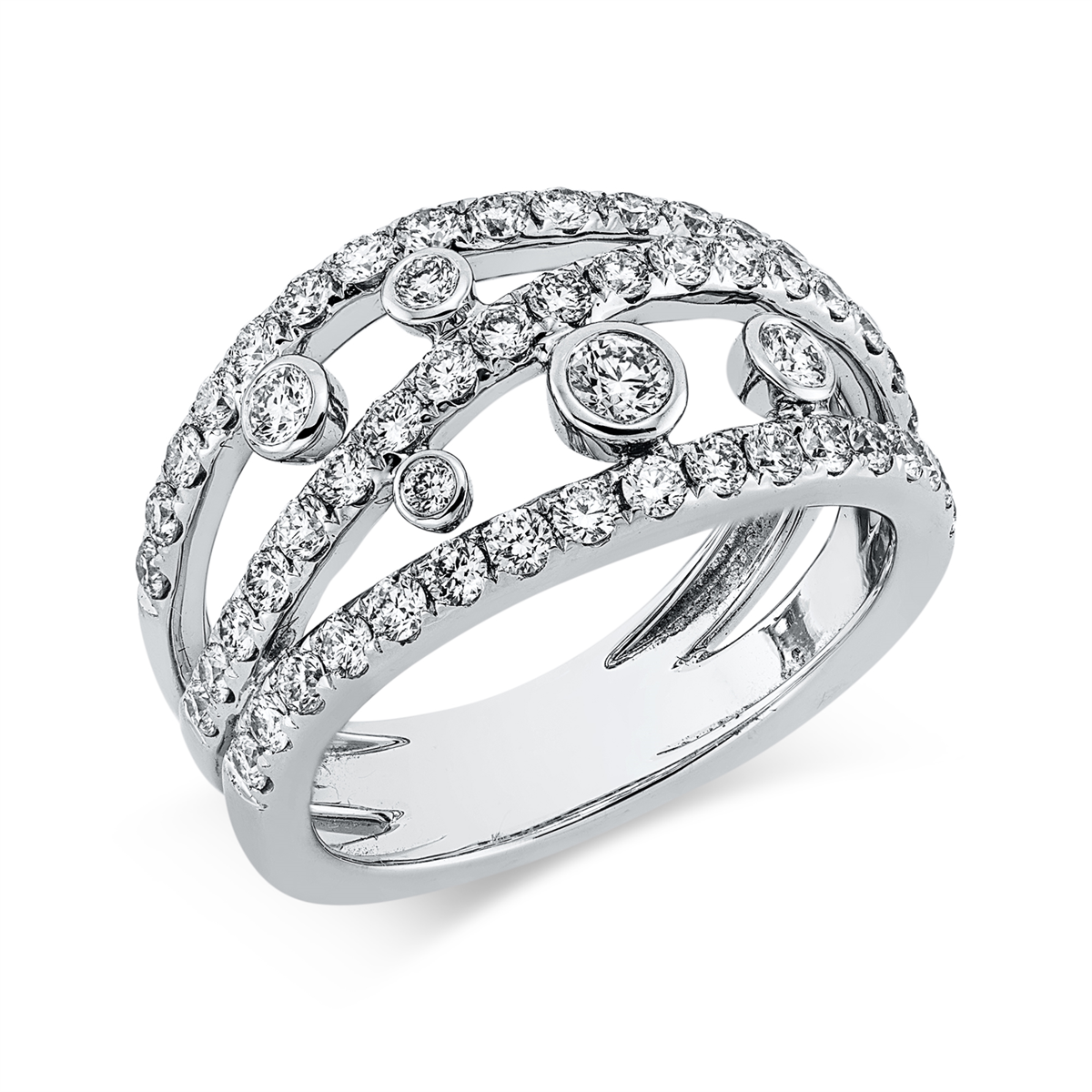 diamond full cut modern woman ring in white gold