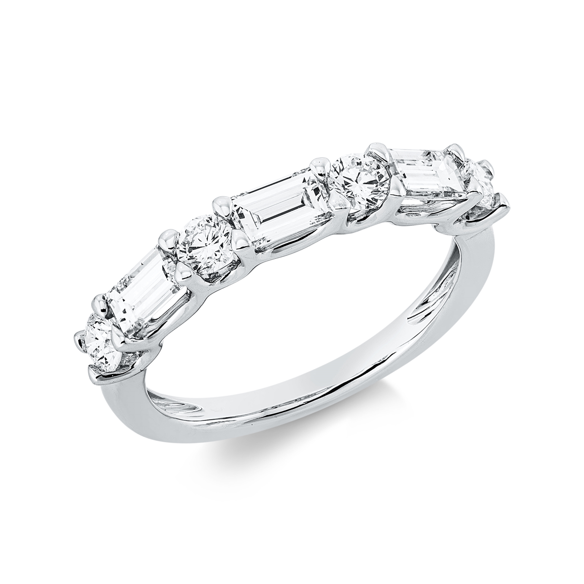 diamond full cut baguette ring in white gold