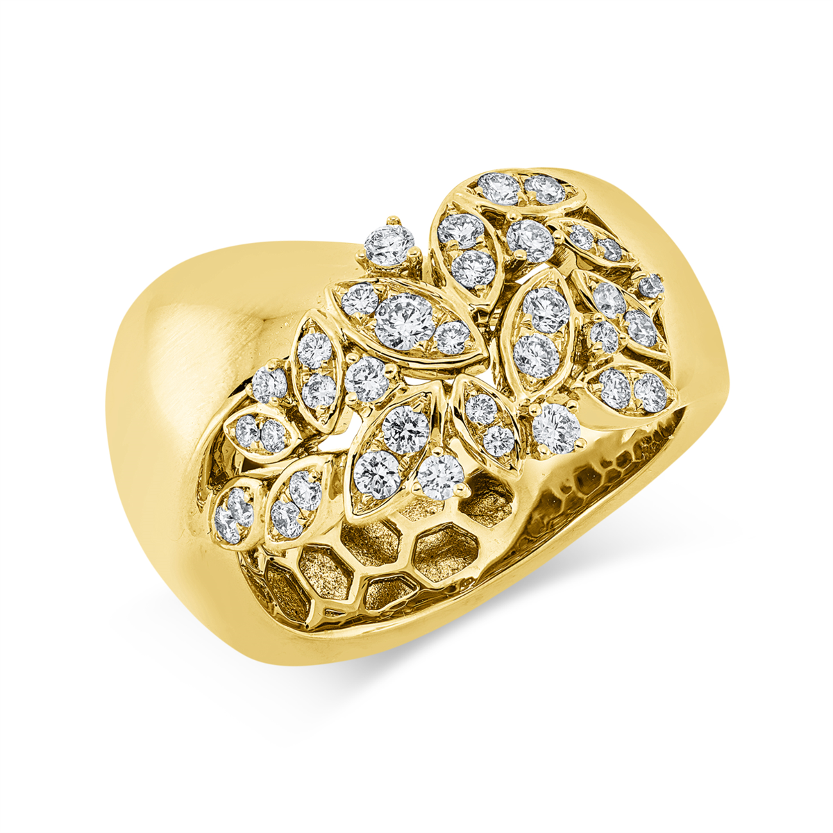 diamond full cut multi-stone ring in yellow gold