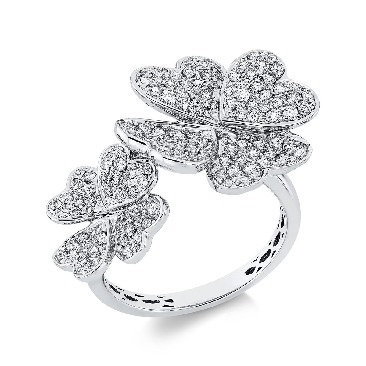 diamond full cut modern woman ring in white gold