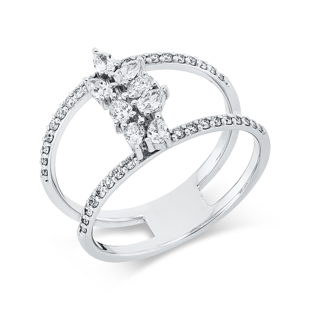 diamond full cut modern woman ring in white gold