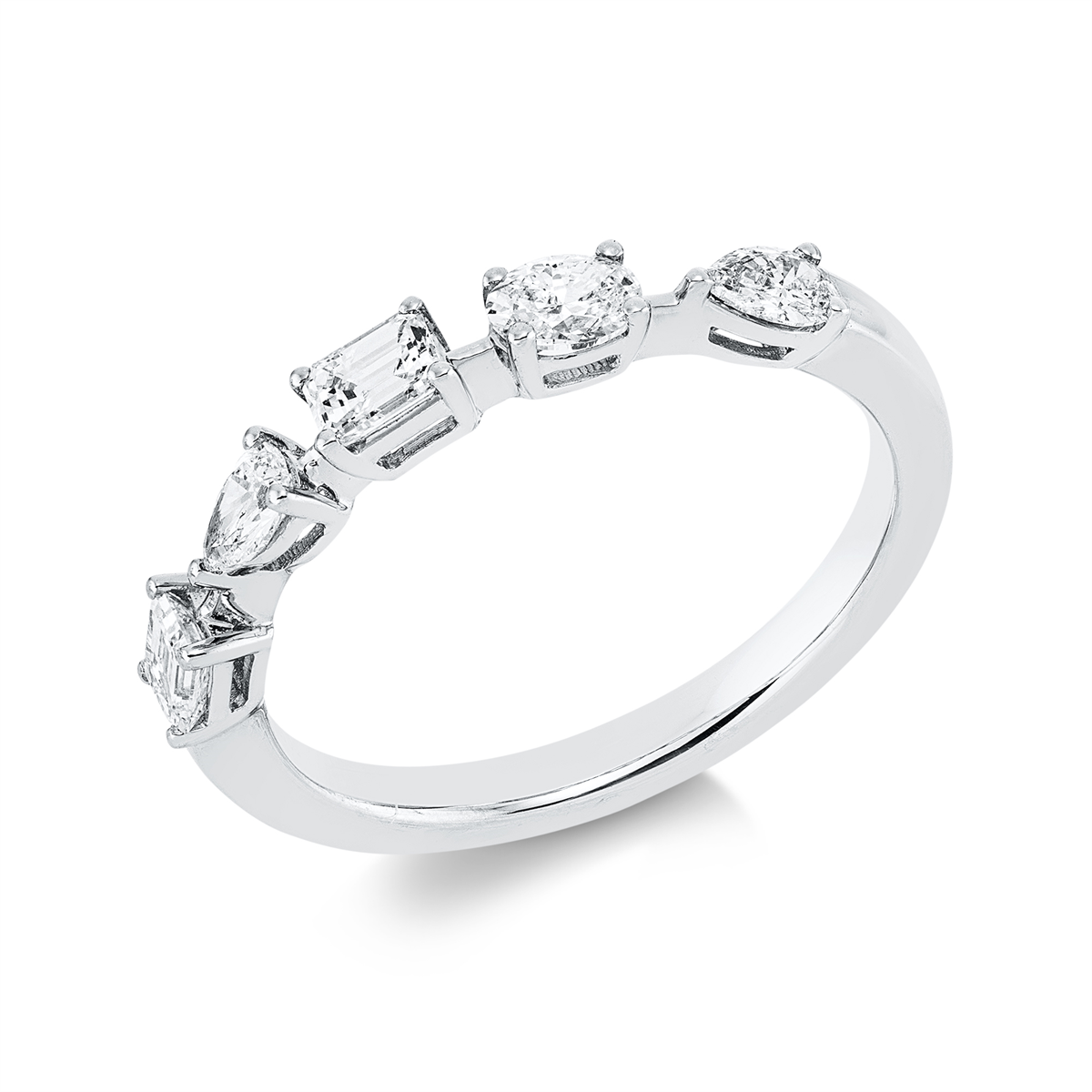 pear shape modern woman ring in white gold