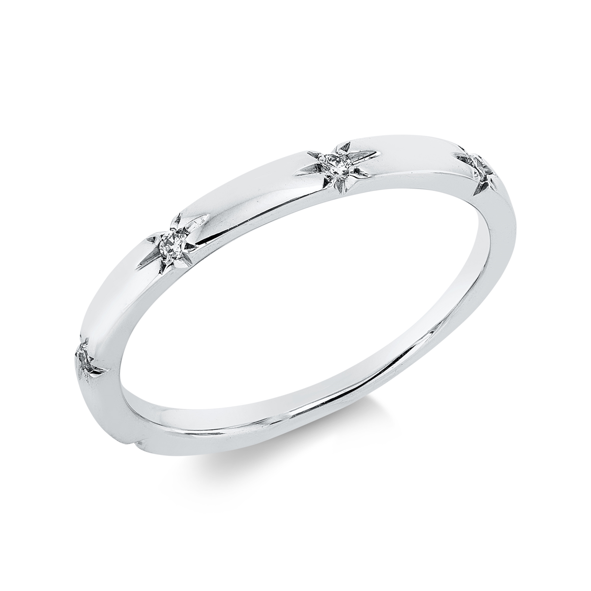 diamond full cut modern woman ring in white gold