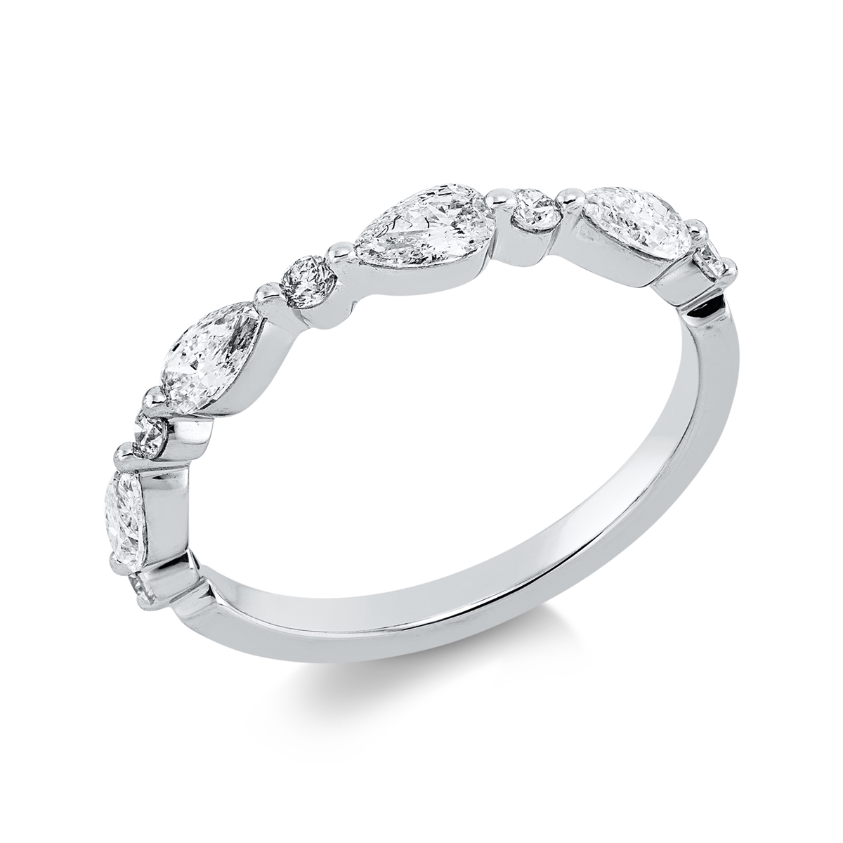 fantasy-cut modern woman ring in white gold