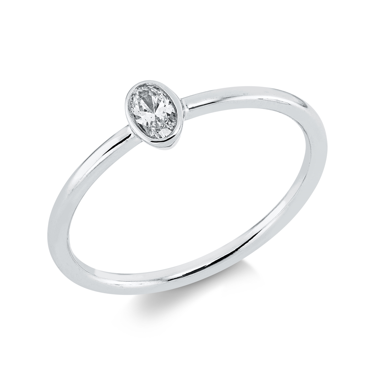 oval solitaire ring in white gold