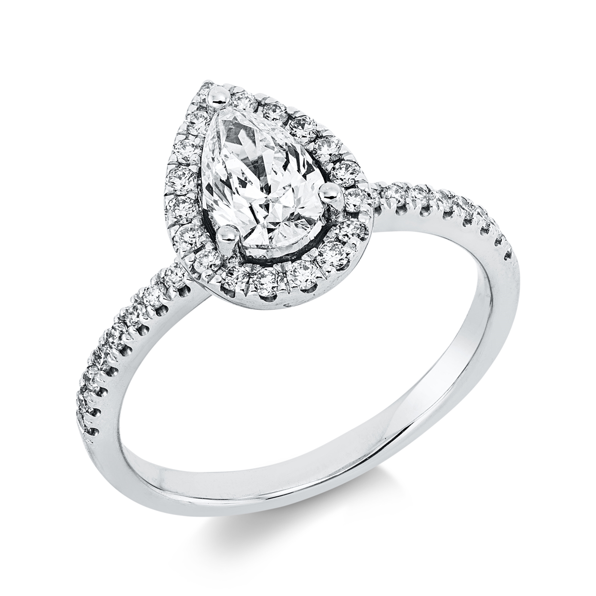 diamond full cut solitaire with accent stones ring in white gold