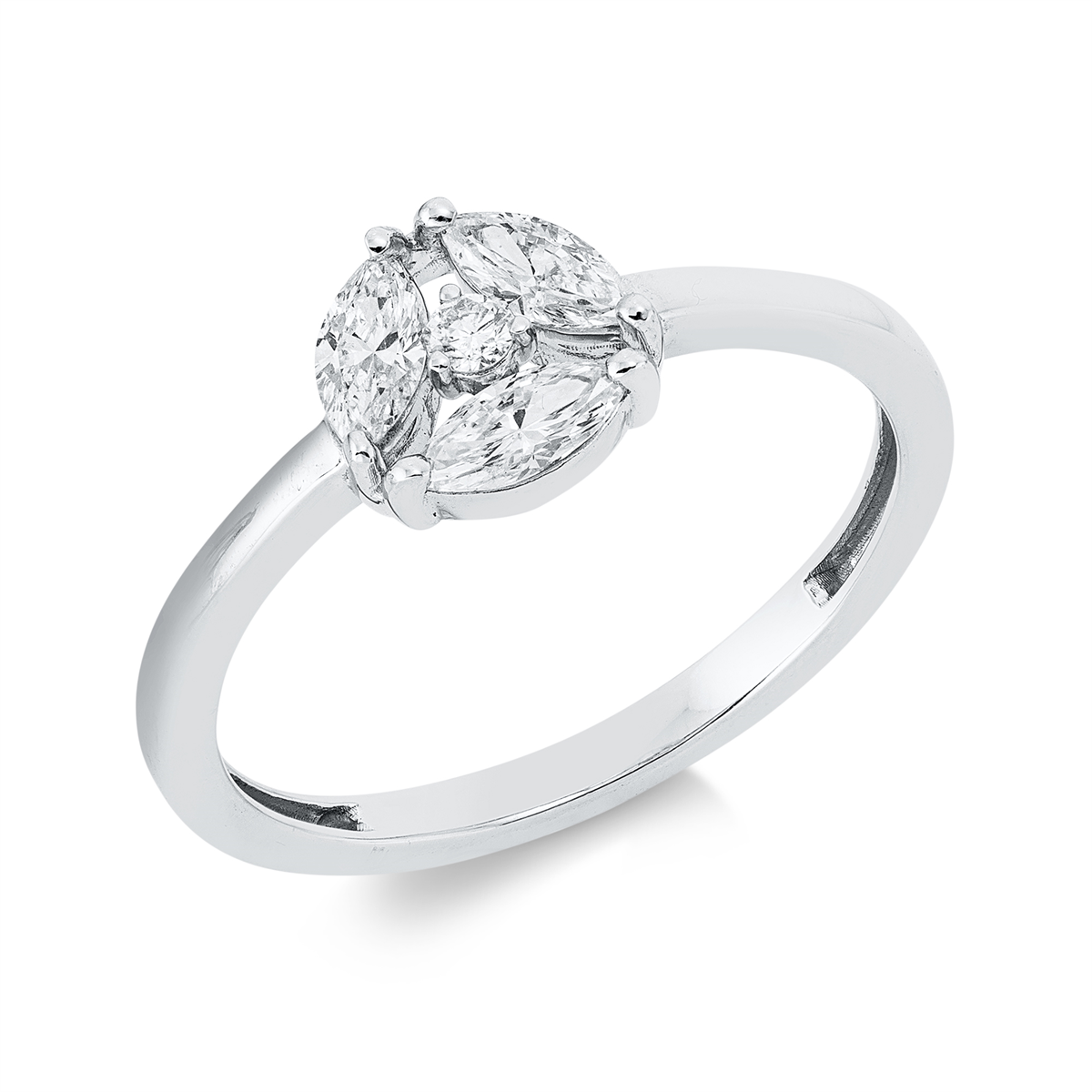 diamond full cut illusion classic ring in white gold