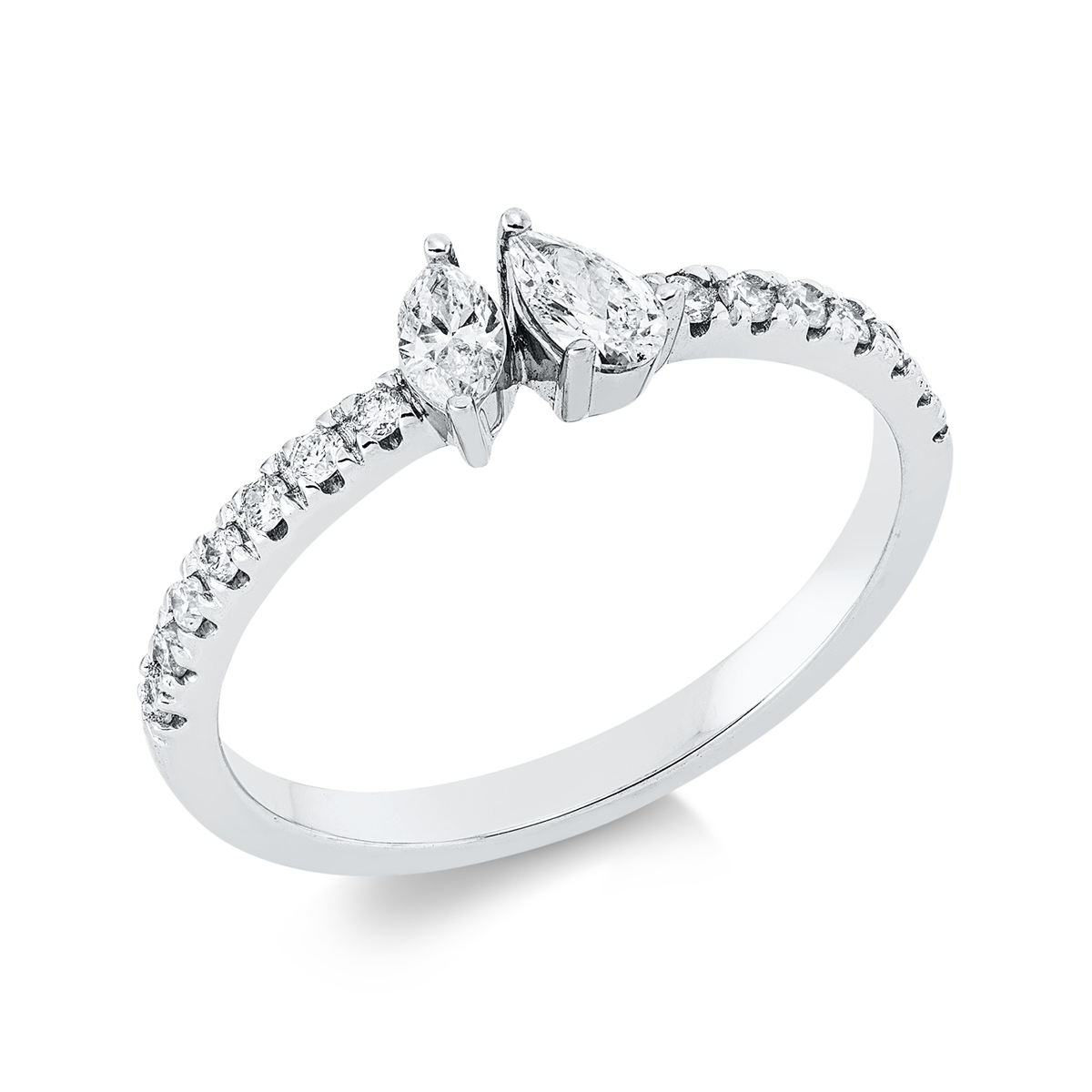 diamond full cut modern woman ring in white gold
