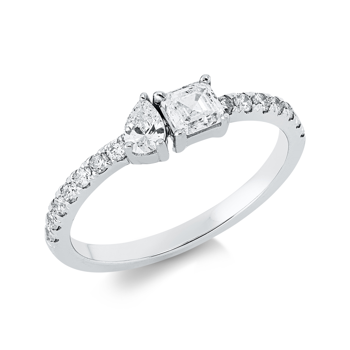 diamond full cut modern woman ring in white gold