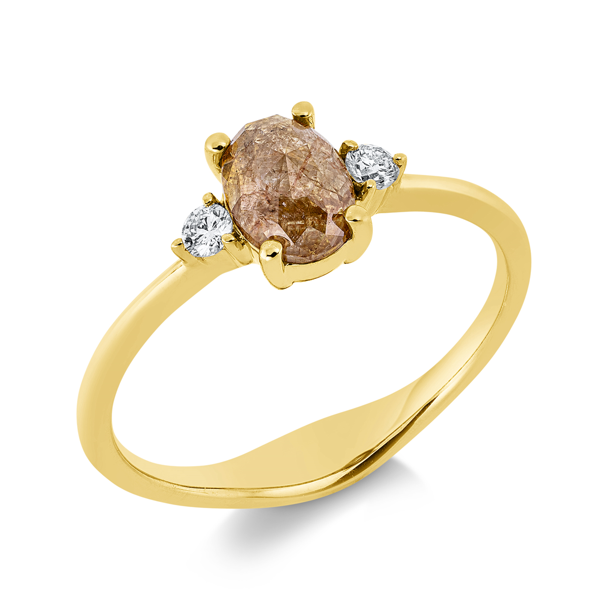 diamond full cut fancy colored diamond ring in yellow gold