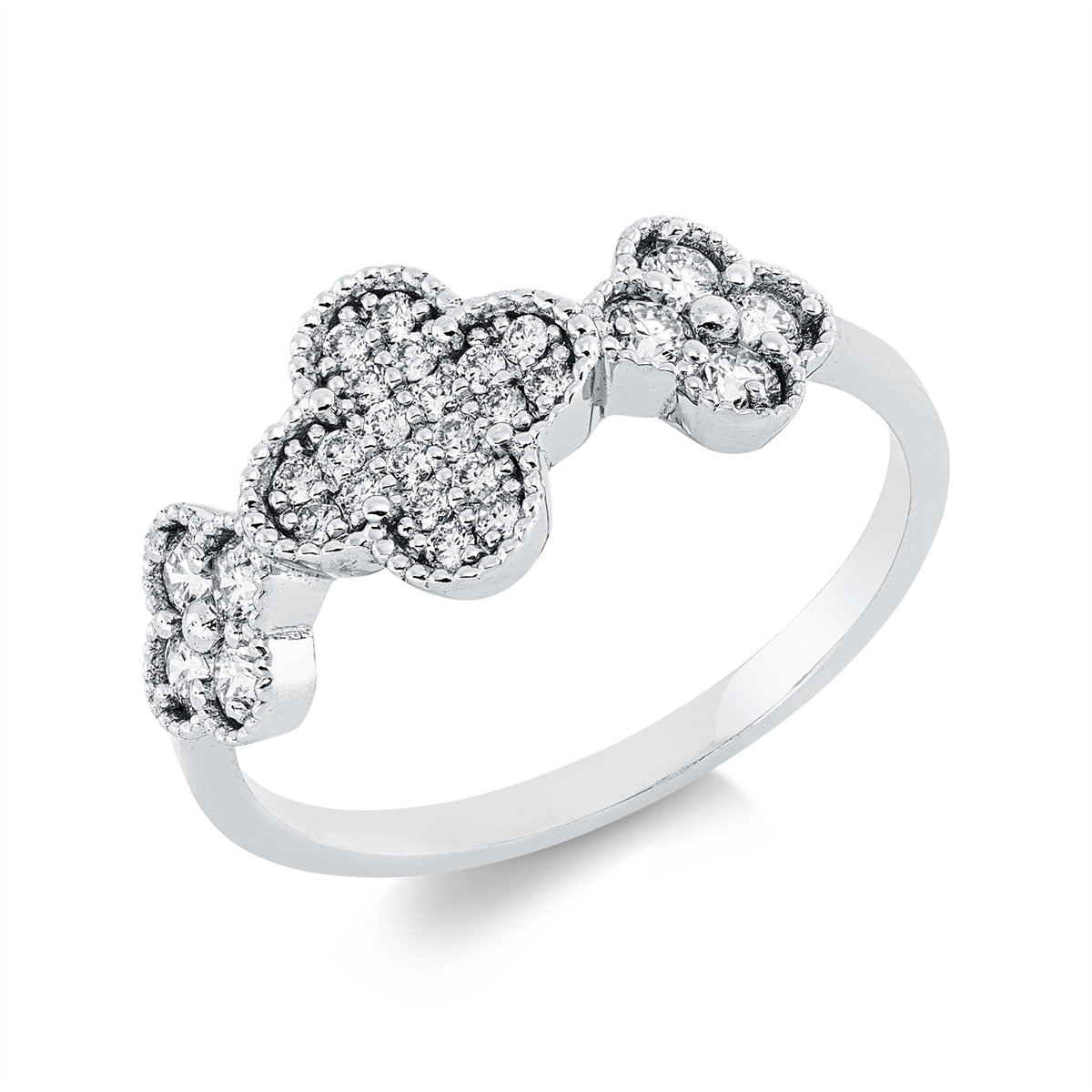 diamond full cut modern woman ring in white gold