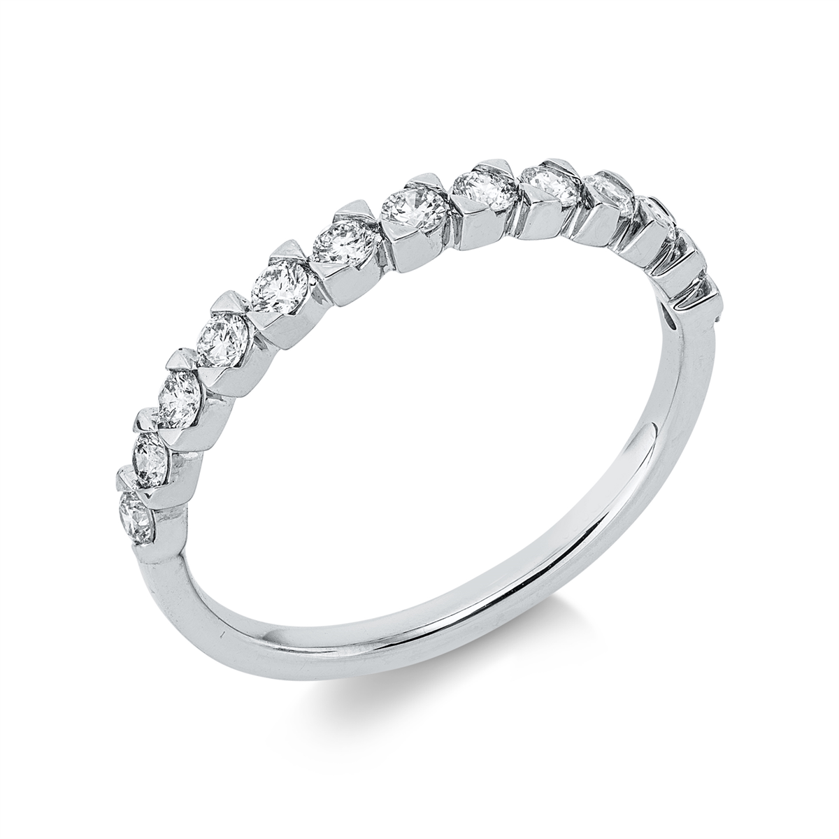 diamond full cut eternity half ring in white gold