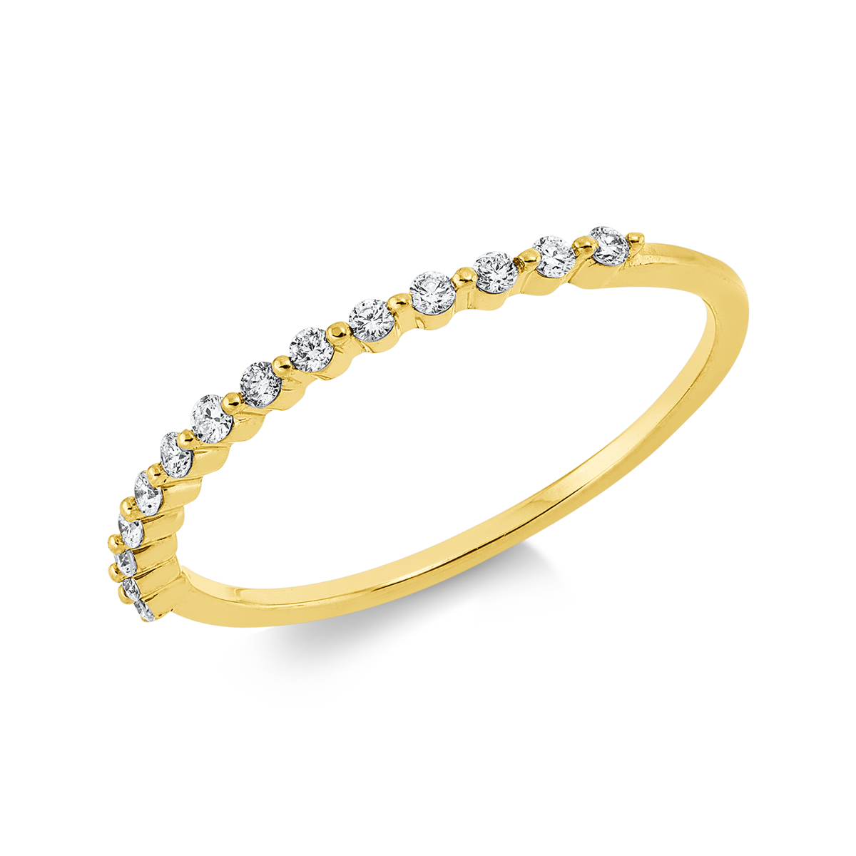 diamond full cut modern woman ring in yellow gold