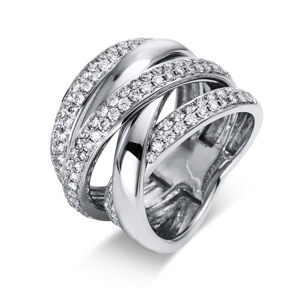 diamond full cut multi-stone ring in white gold