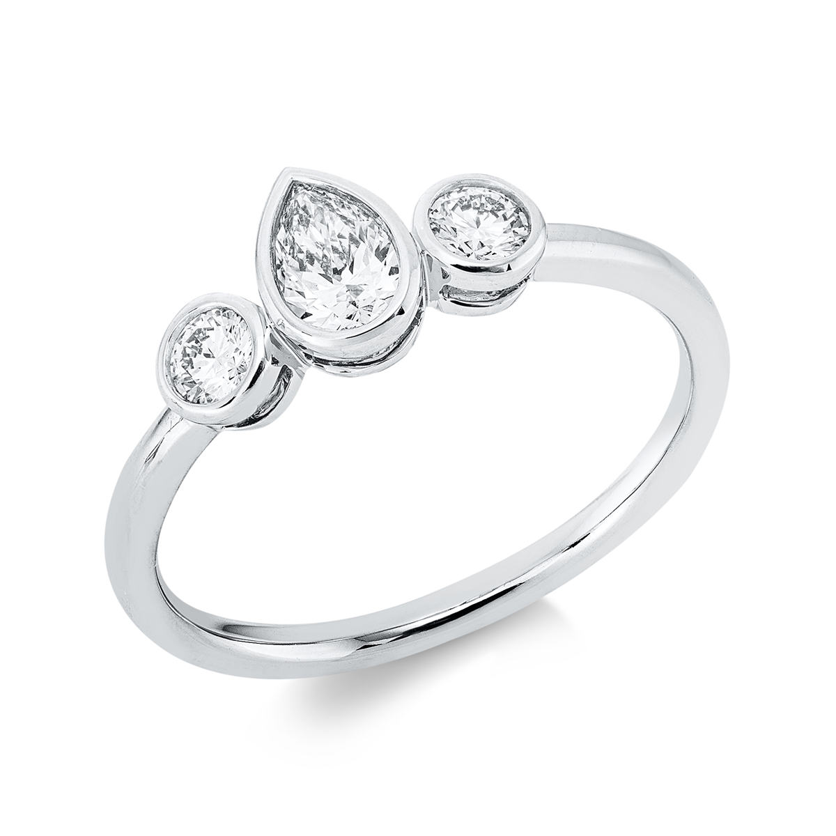 diamond full cut solitaire with accent stones ring in white gold