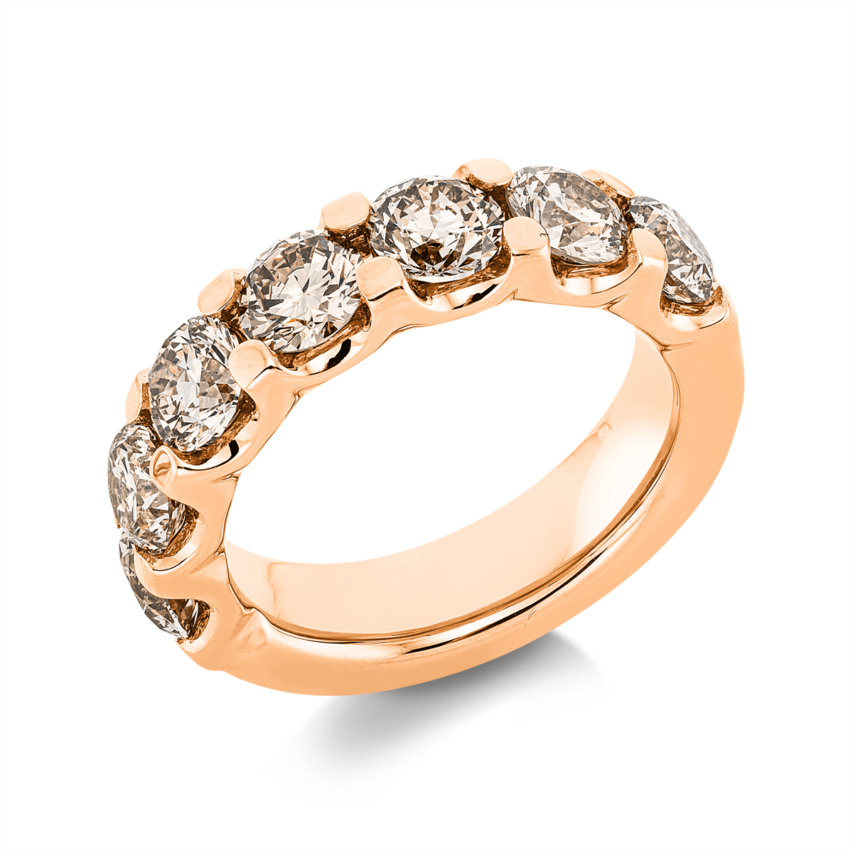 diamond full cut eternity half ring in red gold