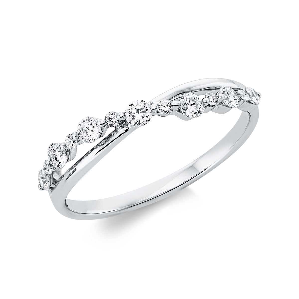 diamond full cut modern woman ring in white gold