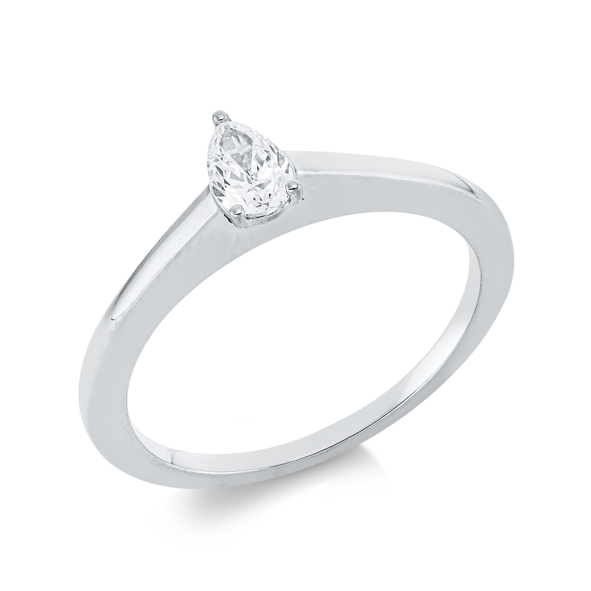 pear shape solitaire ring in white gold