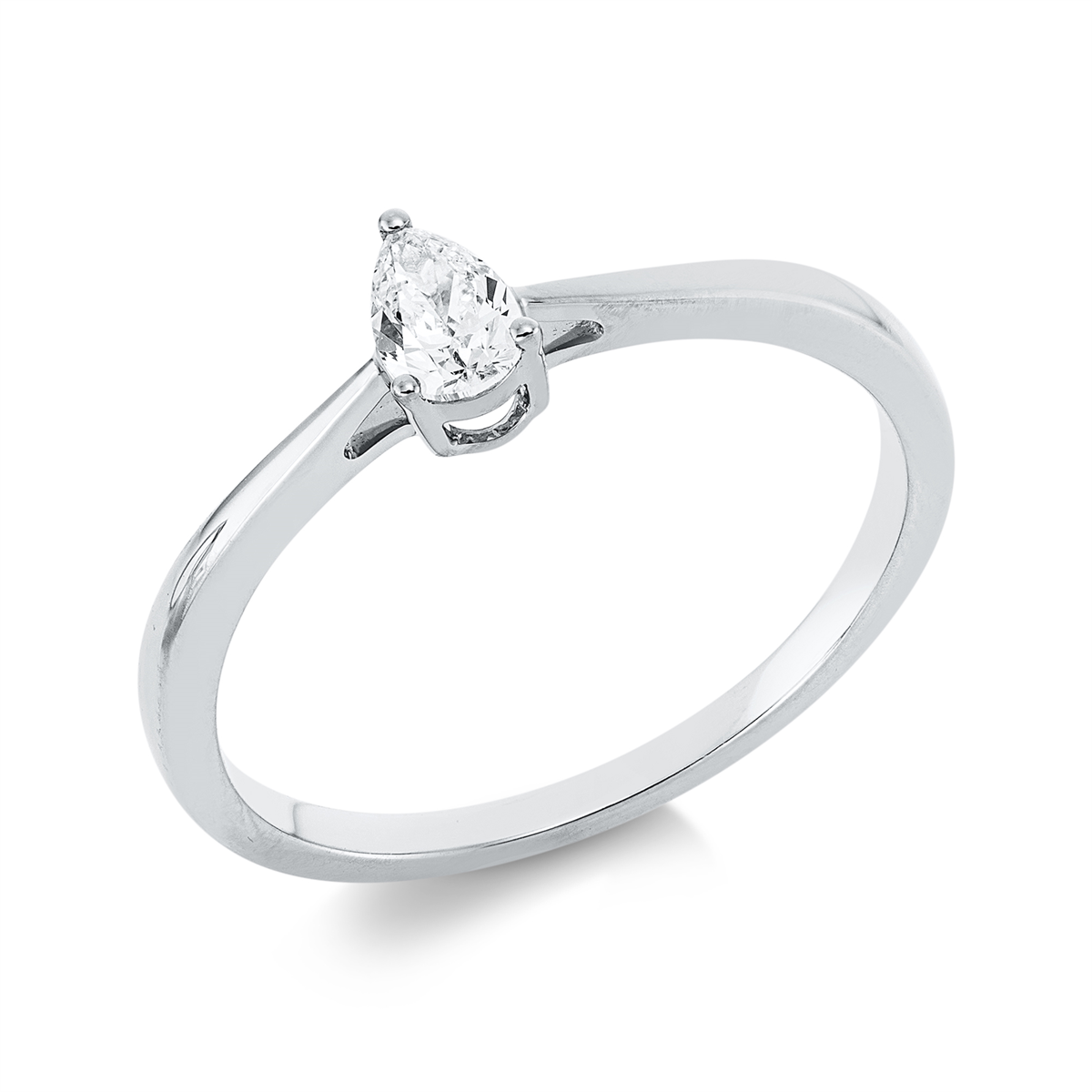 pear shape solitaire ring in white gold