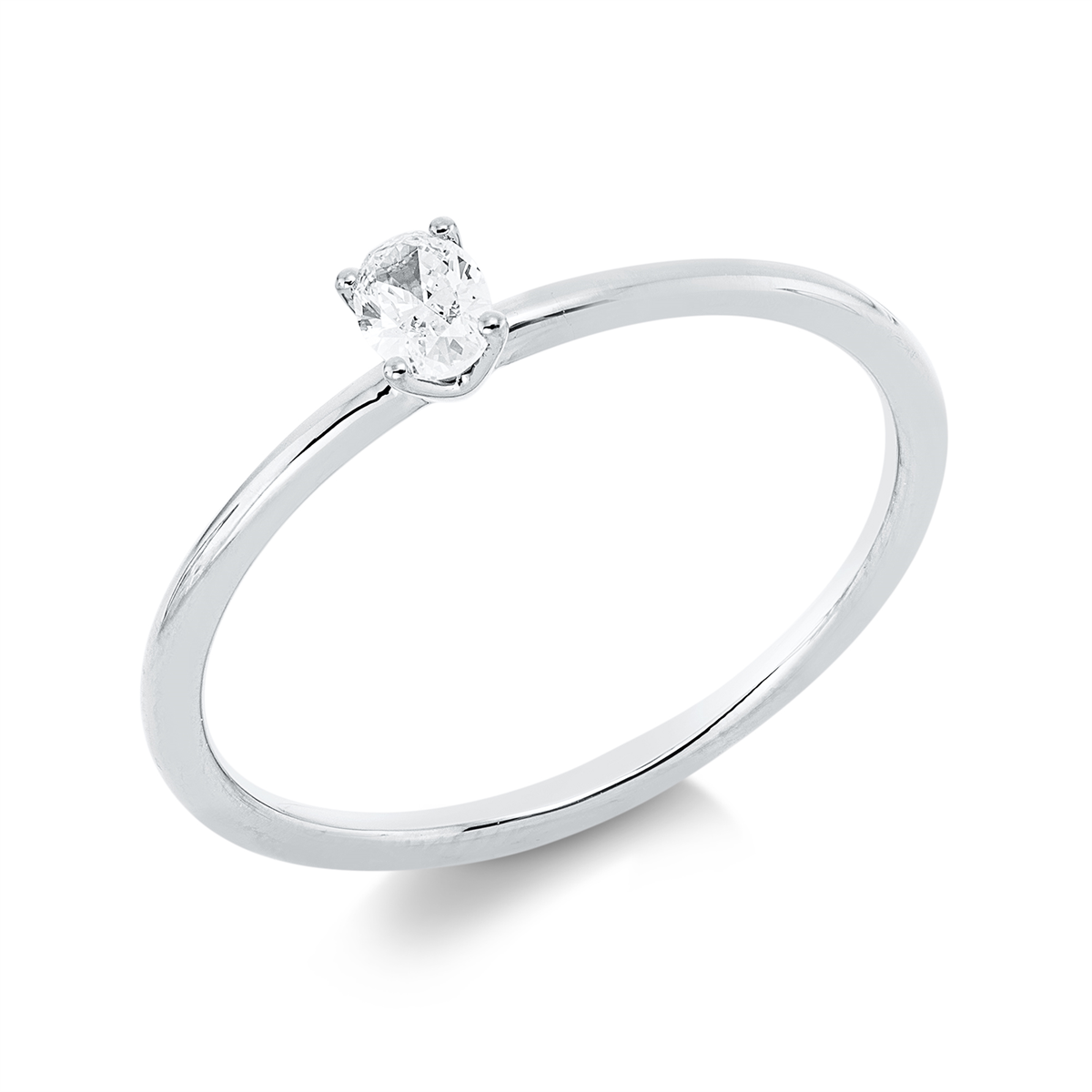 oval solitaire ring in white gold