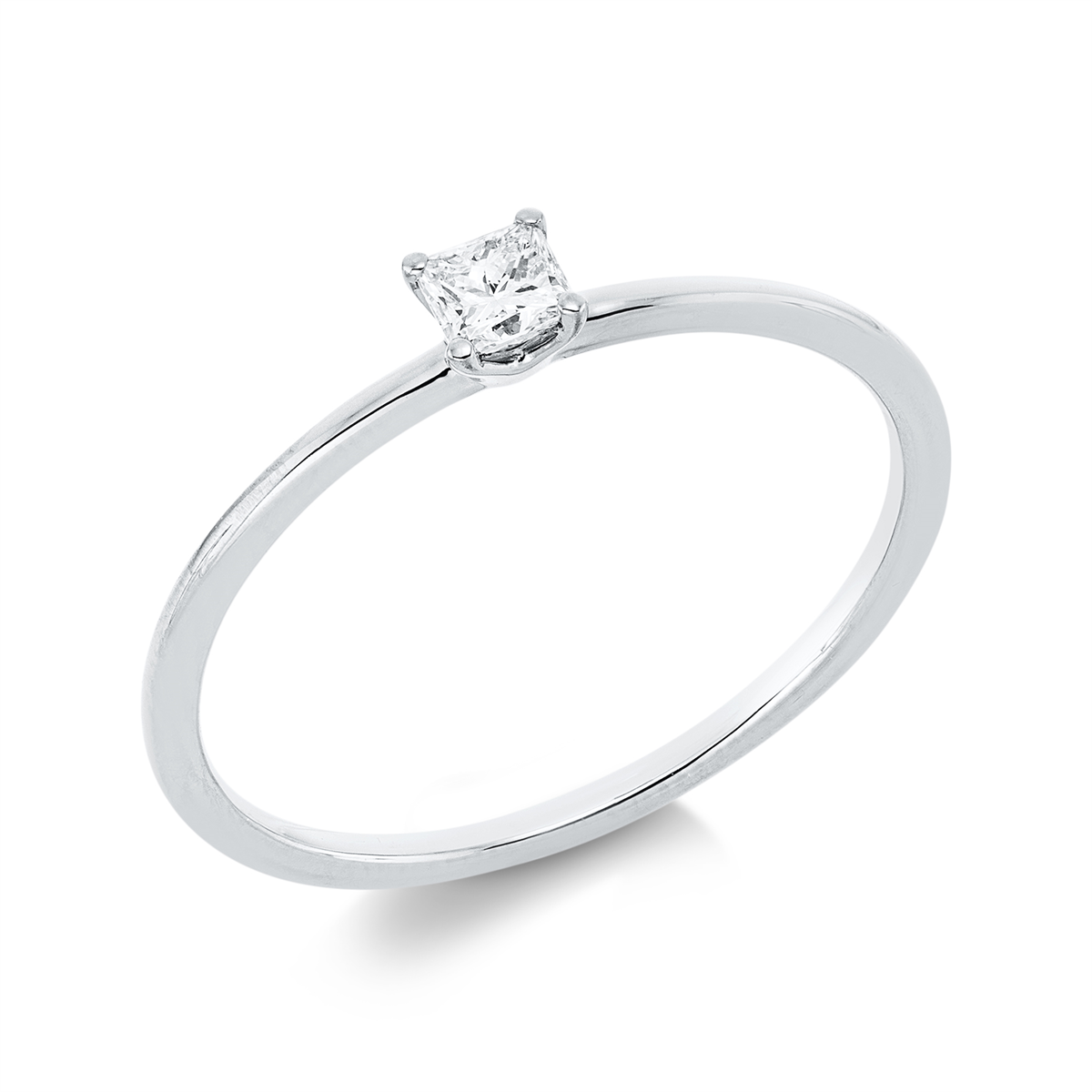 princess solitaire ring in white gold