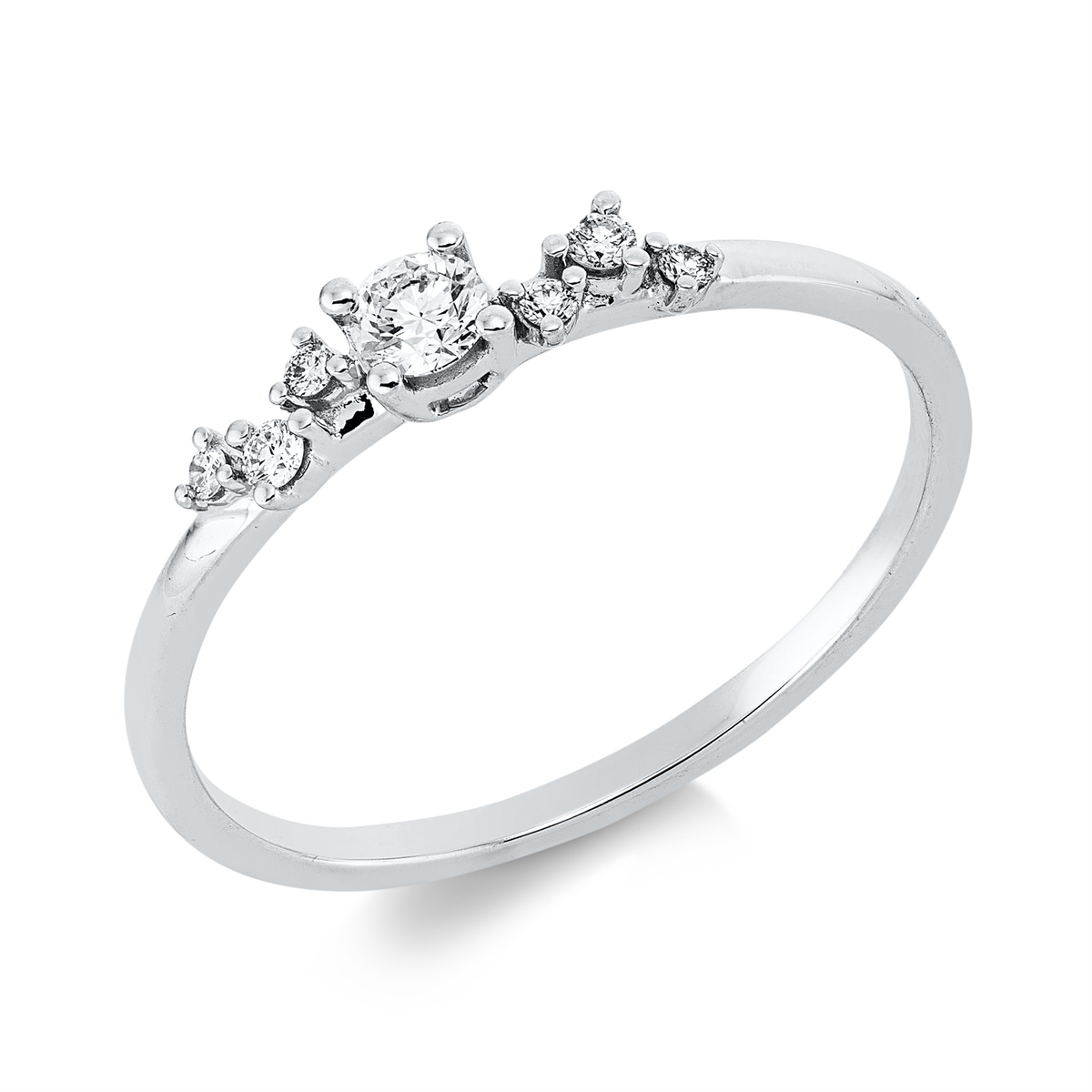diamond full cut modern woman ring in white gold