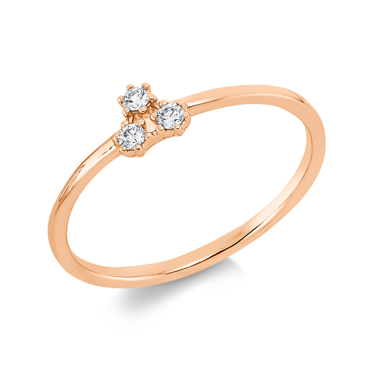 diamond full cut modern woman ring in red gold