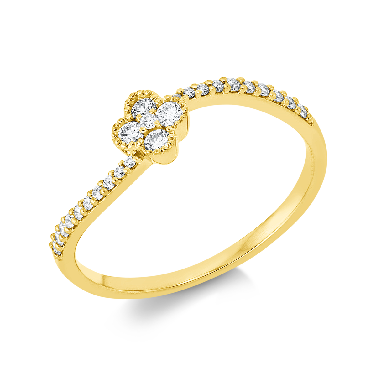 diamond full cut modern woman ring in yellow gold