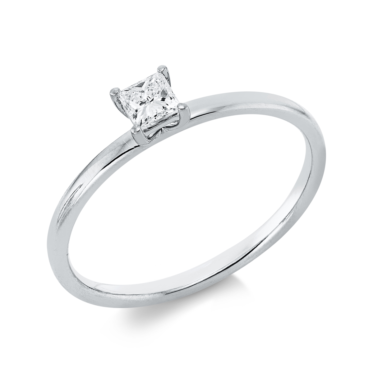 princess solitaire ring in white gold
