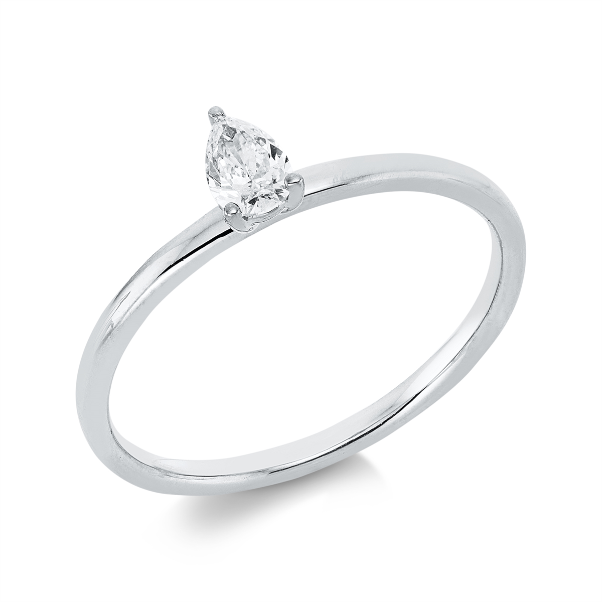 pear shape solitaire ring in white gold