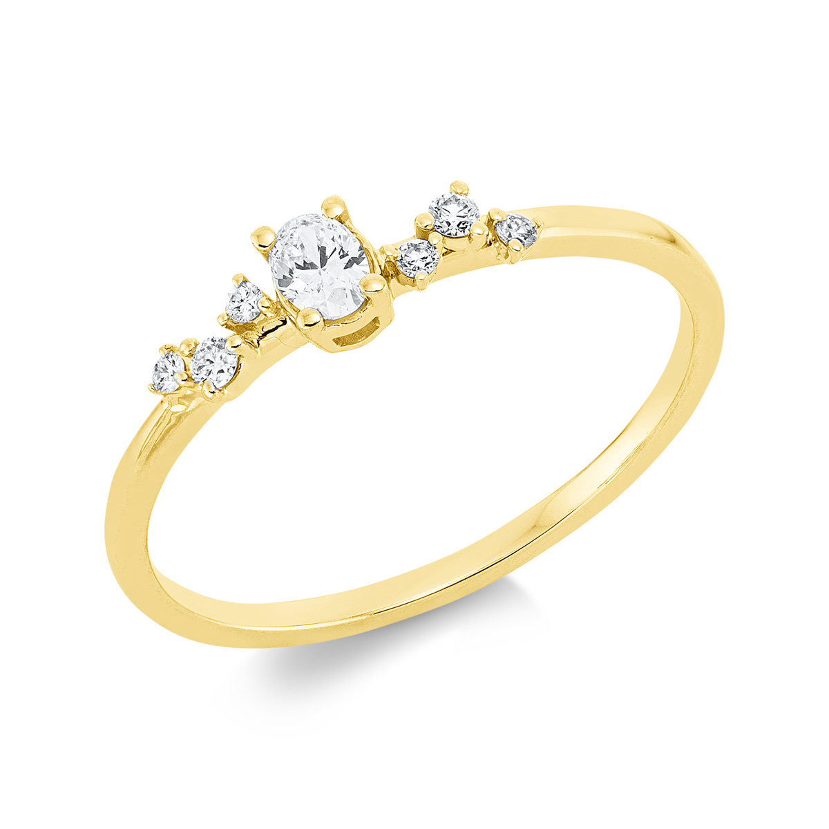 diamond full cut modern woman ring in yellow gold