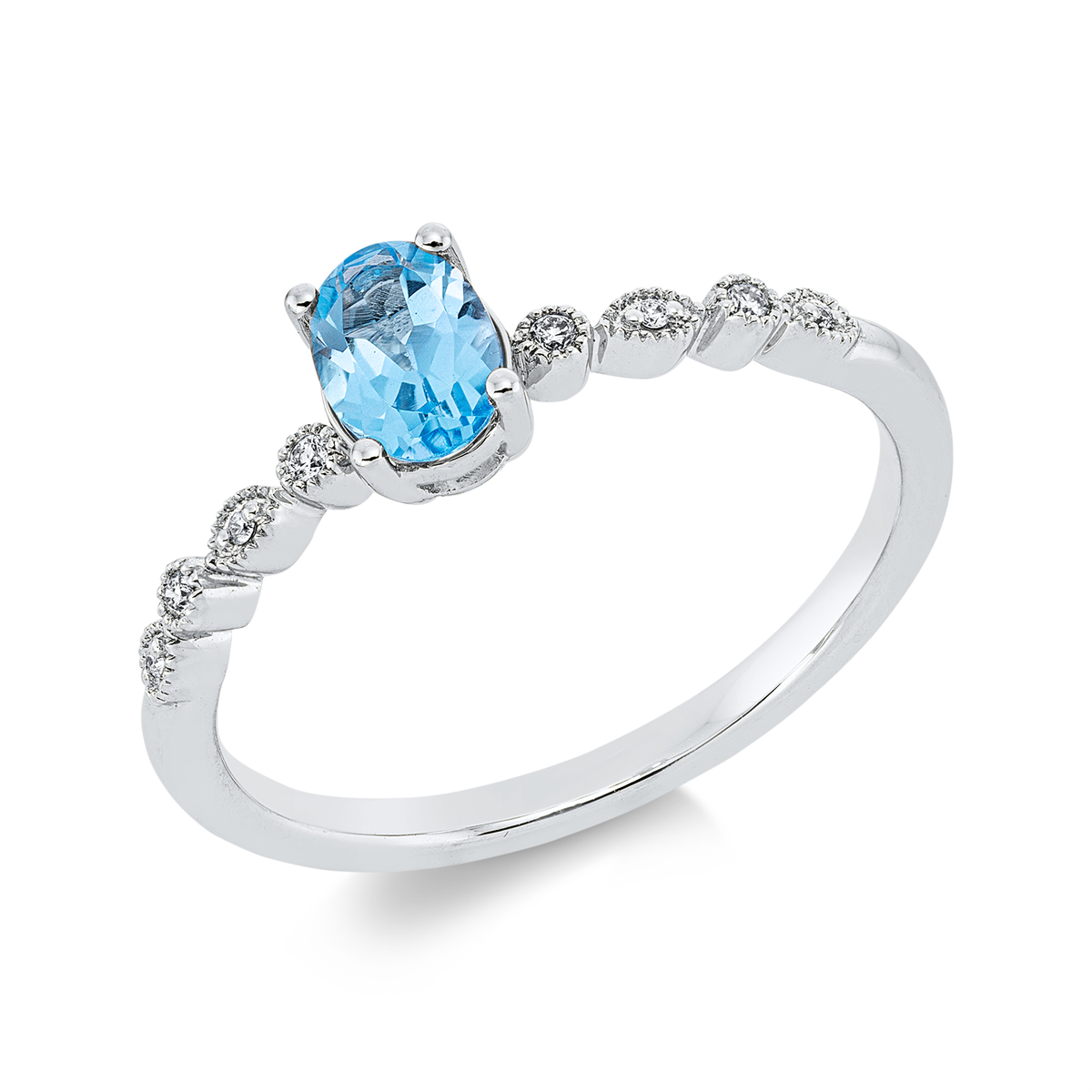 diamond full cut topaz colored stone fashion ring in white gold