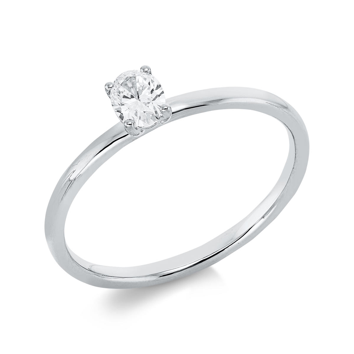 oval solitaire ring in white gold