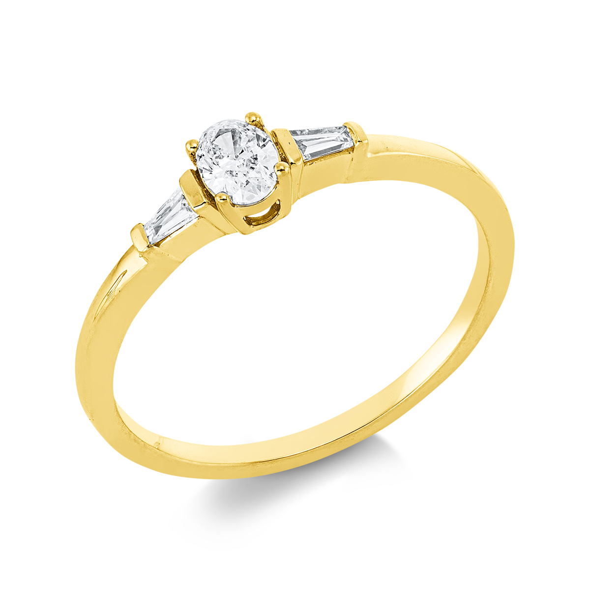 taper solitaire with accent stones ring in yellow gold