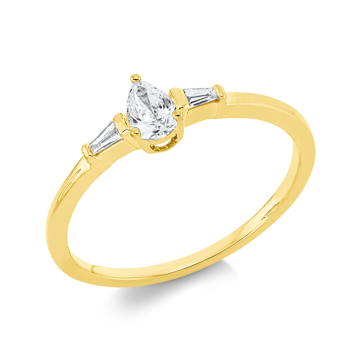 taper solitaire with accent stones ring in yellow gold