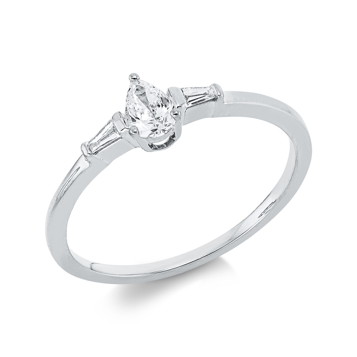 taper solitaire with accent stones ring in white gold