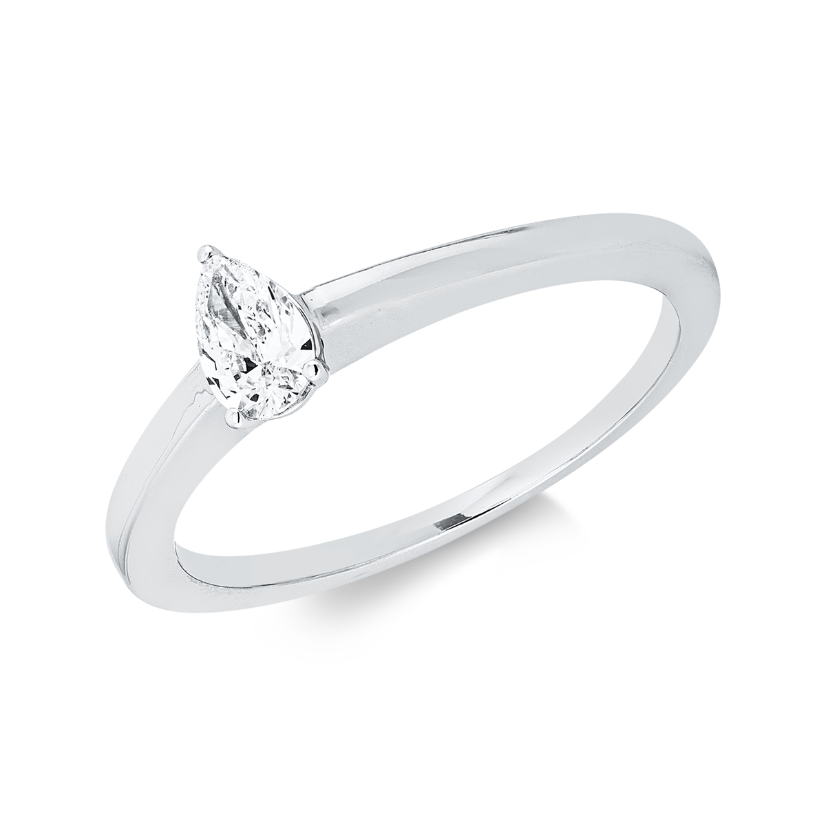 pear shape solitaire ring in white gold