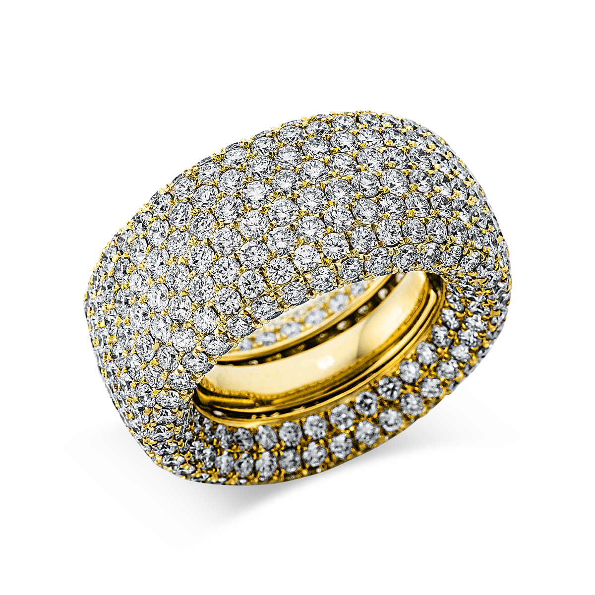 diamond full cut pavé ring in yellow gold